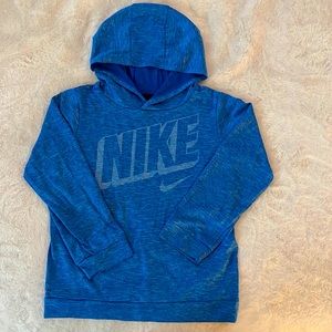 Nike boys Dri-fit blue size 7 long sleeve hooded shirt.